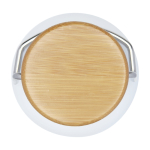 Enkelwandige RVS drinkfles van 550 ml met stijlvolle bamboe dop derde weergave voorkant