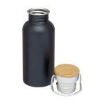 Enkelwandige RVS drinkfles van 550 ml met stijlvolle bamboe dop tweede weergave