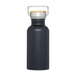 Enkelwandige RVS drinkfles van 550 ml met stijlvolle bamboe dop tweede weergave voorkant