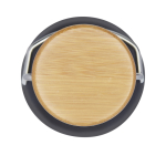 Enkelwandige RVS drinkfles van 550 ml met stijlvolle bamboe dop derde weergave voorkant