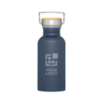 Enkelwandige RVS drinkfles van 550 ml met stijlvolle bamboe dop met afdrukgebied