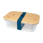 Glazen lunchbox met bamboe deksel en siliconen afdichting 1 L kleur cyaan blauw