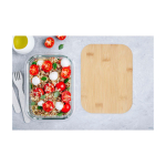 Glazen lunchbox met bamboe deksel en siliconen afdichting 1 L kleur zalm luxe weergave