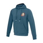 Unisex hoodie in gebreide stof met capuchon 300 g/m² Elevate Life kleur cyaan blauw weergave zeefdruk