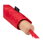 Handmatig RPET-paraplu van pongee polyester met houten handvat Ø99 cm kleur rood weergave detail 1