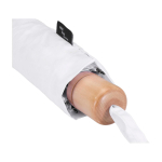 Handmatig RPET-paraplu van pongee polyester met houten handvat Ø99 cm kleur wit weergave detail 1