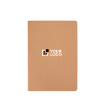 Notitieboek van kraftpapier met genaaide rug A5, gelijnde pagina’s met afdrukgebied