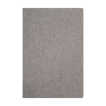 Duurzame schrijfmap met walnoothouten sluiting A5, gelijnde pagina’s kleur grijs derde weergave voorkant