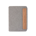 Duurzame schrijfmap met walnoothouten sluiting A5, gelijnde pagina’s met afdrukgebied