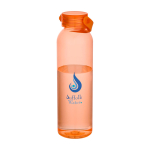 Drinkfles van gerecycled plastic met siliconen handlus 630 ml kleur oranje weergave tampondruk