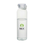 Drinkfles van gerecycled plastic met siliconen handlus 630 ml kleur doorzichtig weergave tampondruk