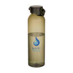 Drinkfles van gerecycled plastic met siliconen handlus 630 ml kleur donkergroen weergave tampondruk