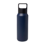 Drinkfles van gerecycled RVS, geschikt voor alle dranken 600 ml kleur marineblauw tweede weergave voorkant