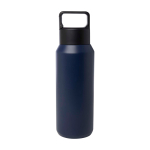 Drinkfles van gerecycled RVS, geschikt voor alle dranken 600 ml kleur marineblauw tweede weergave achterkant