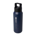 Drinkfles van gerecycled RVS, geschikt voor alle dranken 600 ml kleur marineblauw weergave bedrukking logo 2