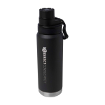 Duurzame dubbelwandige drinkfles met lekvrije schroefdop 700 ml kleur zwart weergave bedrukking logo 2