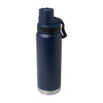 Duurzame dubbelwandige drinkfles met lekvrije schroefdop 700 ml kleur marineblauw