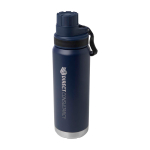 Duurzame dubbelwandige drinkfles met lekvrije schroefdop 700 ml kleur marineblauw weergave bedrukking logo 2