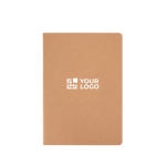 Notitieboek met kraftkartonnen kaft en genaaide rug, dotted pagina’s met afdrukgebied