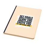 Notitieboek zachte kaft van suikerriet en RPET A5, gelijnde pagina’s kleur zwart weergave zeefdruk