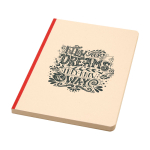 Notitieboek zachte kaft van suikerriet en RPET A5, gelijnde pagina’s kleur zalm weergave zeefdruk