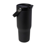 RVS beker van gerecycled staal met multifunctionele dop 900 ml kleur zwart