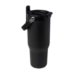RVS beker van gerecycled staal met multifunctionele dop 900 ml kleur zwart tweede weergave