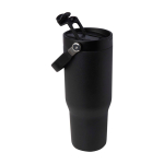 RVS beker van gerecycled staal met multifunctionele dop 900 ml kleur zwart derde weergave