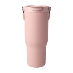 RVS beker van gerecycled staal met multifunctionele dop 900 ml kleur rose paztel tweede weergave achterkant