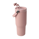 RVS beker van gerecycled staal met multifunctionele dop 900 ml kleur rose paztel derde weergave
