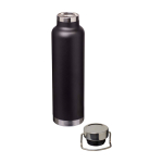 Dubbelwandige RVS drinkfles van gerecycled staal met schroefdop 650 ml kleur zwart tweede weergave