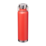 Dubbelwandige RVS drinkfles van gerecycled staal met schroefdop 650 ml kleur rood