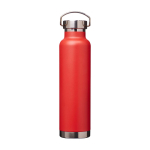 Dubbelwandige RVS drinkfles van gerecycled staal met schroefdop 650 ml kleur rood derde weergave voorkant