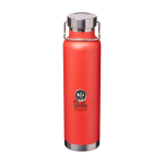 Dubbelwandige RVS drinkfles van gerecycled staal met schroefdop 650 ml kleur rood weergave tampondruk