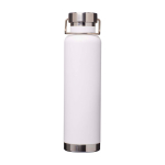 Dubbelwandige RVS drinkfles van gerecycled staal met schroefdop 650 ml kleur wit tweede weergave voorkant