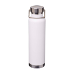 Dubbelwandige RVS drinkfles van gerecycled staal met schroefdop 650 ml kleur wit