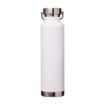 Dubbelwandige RVS drinkfles van gerecycled staal met schroefdop 650 ml kleur wit tweede weergave achterkant