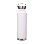 Dubbelwandige RVS drinkfles van gerecycled staal met schroefdop 650 ml kleur wit derde weergave voorkant