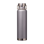 Dubbelwandige RVS drinkfles van gerecycled staal met schroefdop 650 ml kleur grijs tweede weergave voorkant