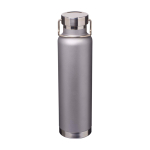 Dubbelwandige RVS drinkfles van gerecycled staal met schroefdop 650 ml kleur grijs