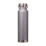 Dubbelwandige RVS drinkfles van gerecycled staal met schroefdop 650 ml kleur grijs tweede weergave achterkant