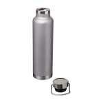 Dubbelwandige RVS drinkfles van gerecycled staal met schroefdop 650 ml kleur grijs tweede weergave