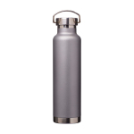 Dubbelwandige RVS drinkfles van gerecycled staal met schroefdop 650 ml kleur grijs derde weergave voorkant