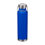 Dubbelwandige RVS drinkfles van gerecycled staal met schroefdop 650 ml kleur koningsblauw