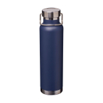 Dubbelwandige RVS drinkfles van gerecycled staal met schroefdop 650 ml kleur marineblauw