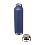 Dubbelwandige RVS drinkfles van gerecycled staal met schroefdop 650 ml kleur marineblauw tweede weergave