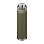 Dubbelwandige RVS drinkfles van gerecycled staal met schroefdop 650 ml kleur donkergroen