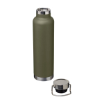 Dubbelwandige RVS drinkfles van gerecycled staal met schroefdop 650 ml kleur donkergroen tweede weergave