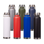 Dubbelwandige RVS drinkfles van gerecycled staal met schroefdop 650 ml kleur donkergroen tweede weergave meerdere kleuren