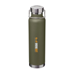 Dubbelwandige RVS drinkfles van gerecycled staal met schroefdop 650 ml kleur donkergroen weergave tampondruk